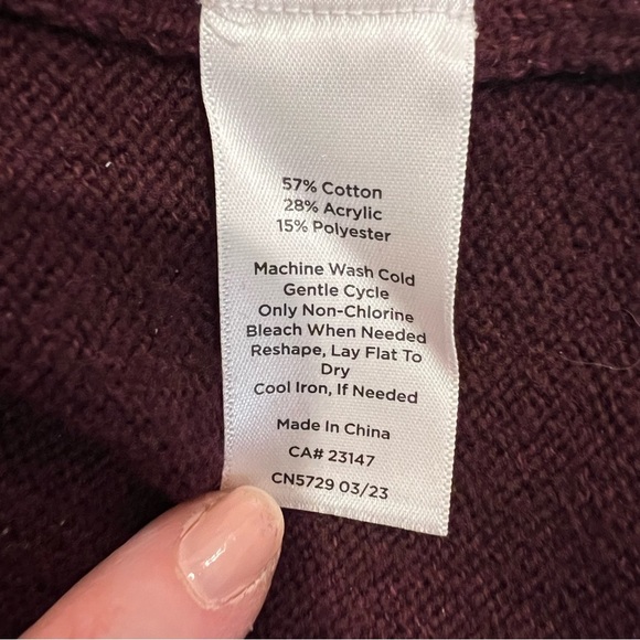 Talbots Ribbed Knit Pull On Midi Skirt Womens Medium Maroon Burgundy Stretch - Picture 6 of 10